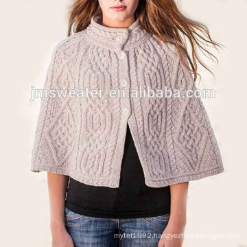 High quality sweater wholesale cable knitting fashionable poncho for ladies